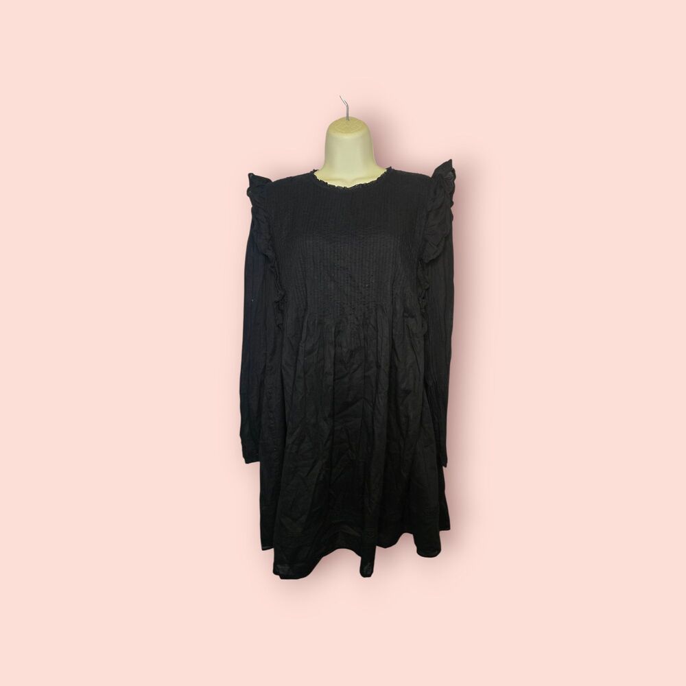 Wilfred Elia Dress Black S Ruffle Lace Collar Mini Cotton Aritzia Cottagecore